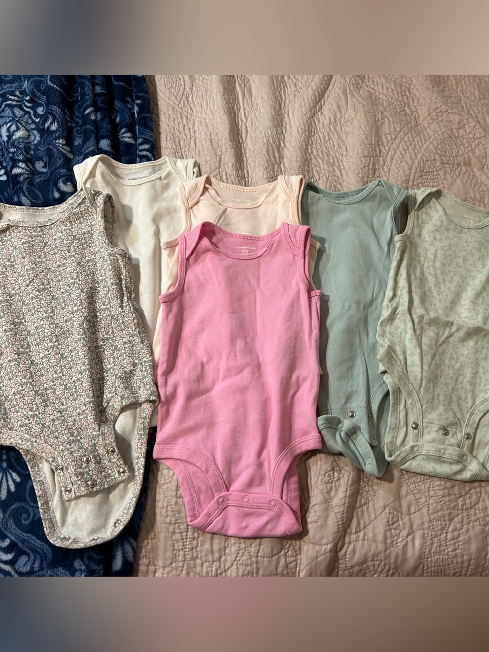 6Pack of Girls' Sleeveless Onesies 12 Months.